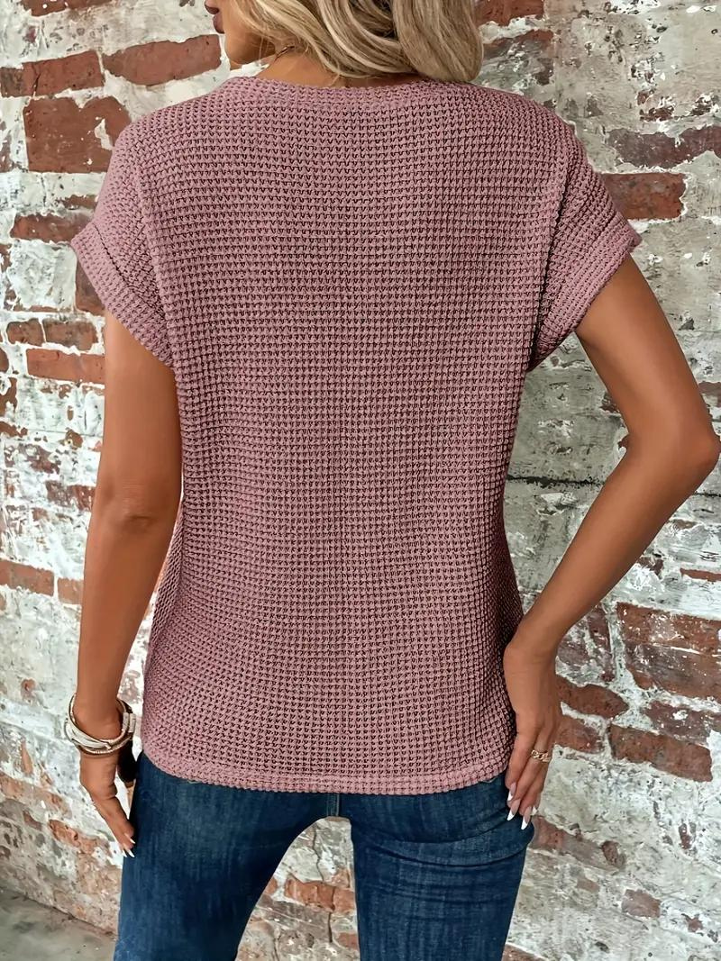 Tracy - Twist-Hem Waffle Tee