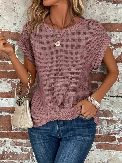 Tracy - Twist-Hem Waffle Tee
