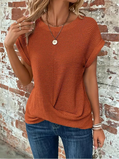 Tracy - Twist-Hem Waffle Tee