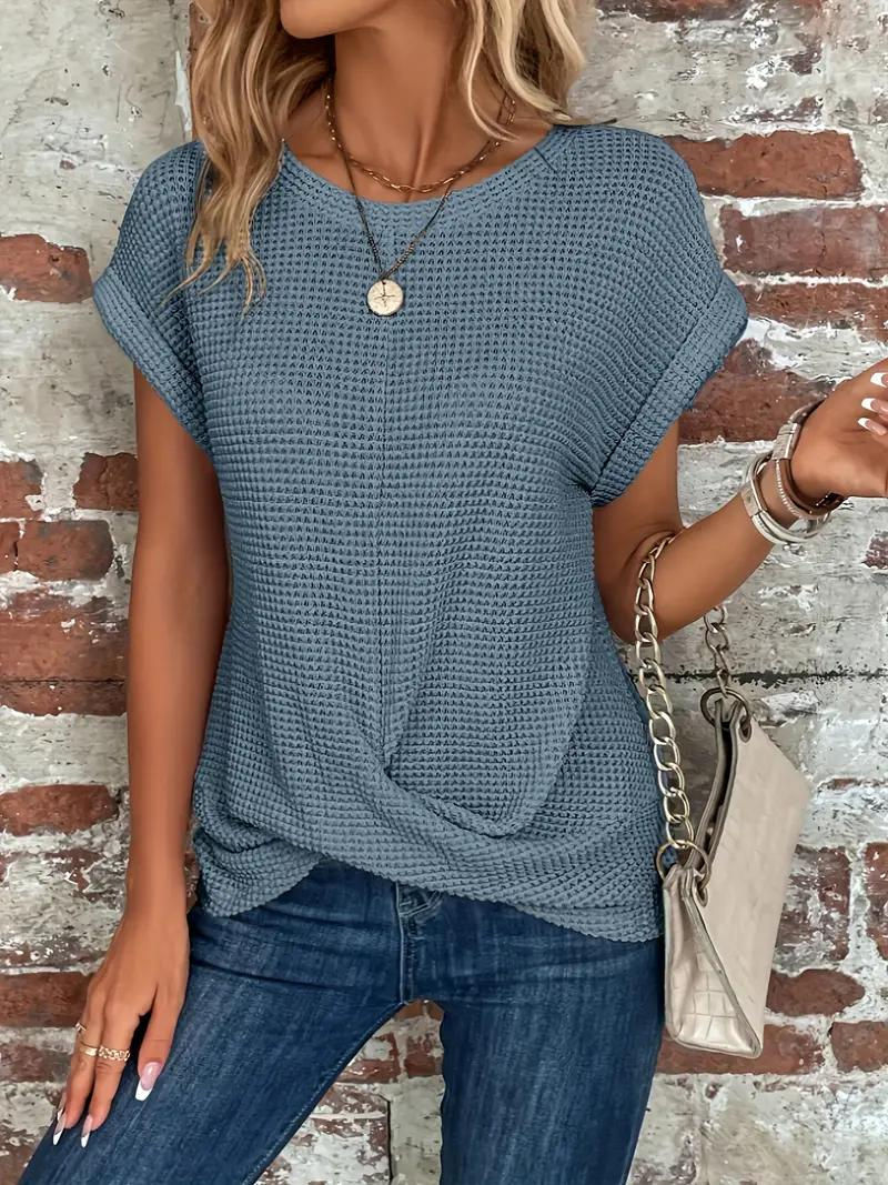 Tracy - Twist-Hem Waffle Tee