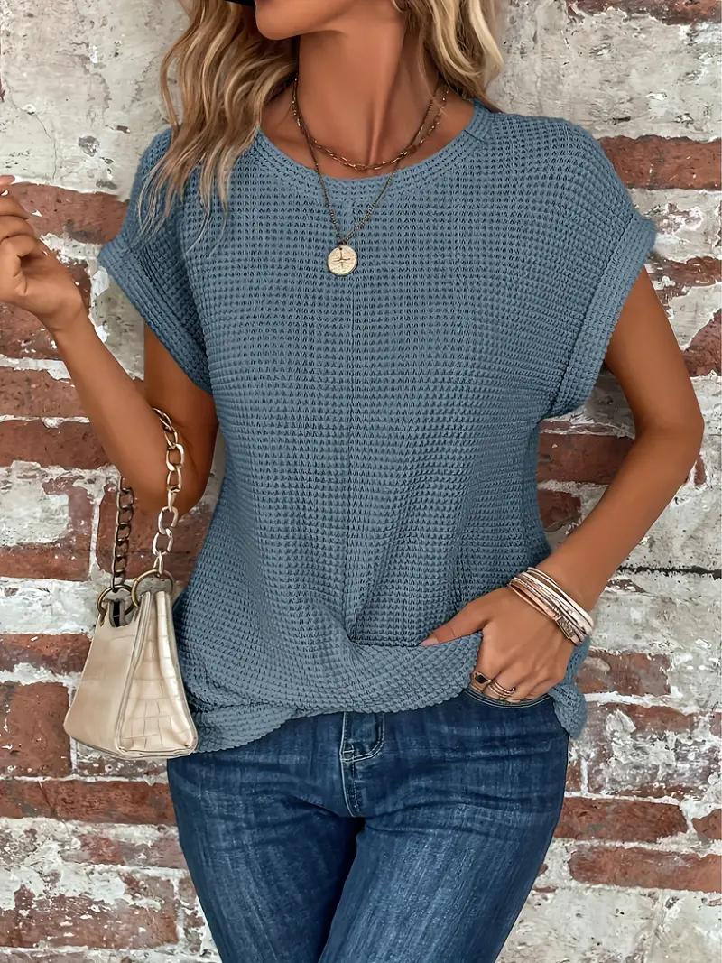 Tracy - Twist-Hem Waffle Tee