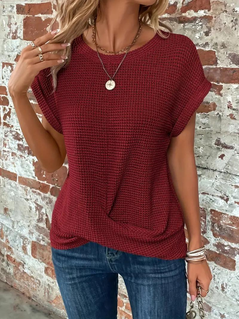 Tracy - Twist-Hem Waffle Tee