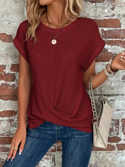Tracy - Twist-Hem Waffle Tee