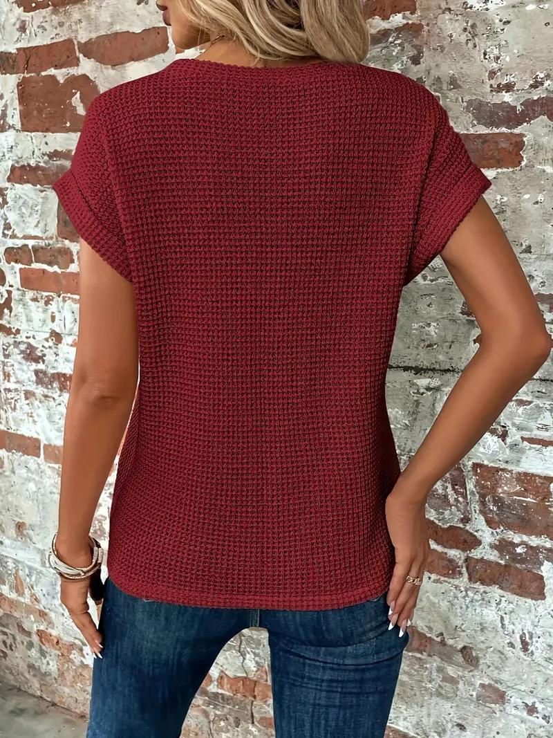 Tracy - Twist-Hem Waffle Tee