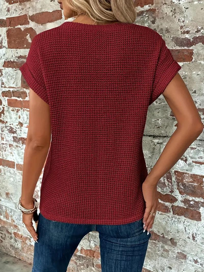 Tracy - Twist-Hem Waffle Tee