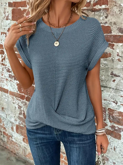Tracy - Twist-Hem Waffle Tee