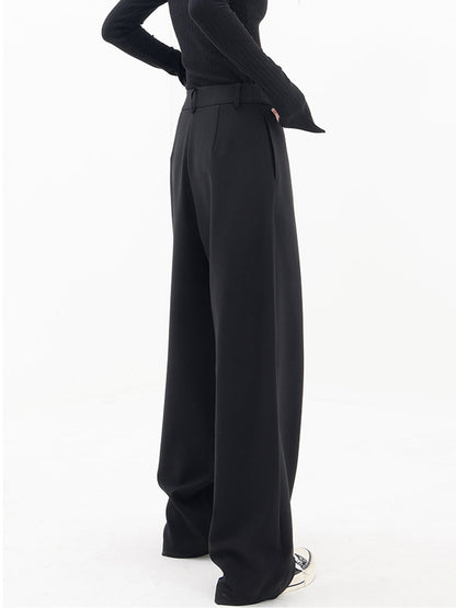 Effortless Wrap Front Wide Leg Pants for Women with High Waist Button Closure Relaxed Style