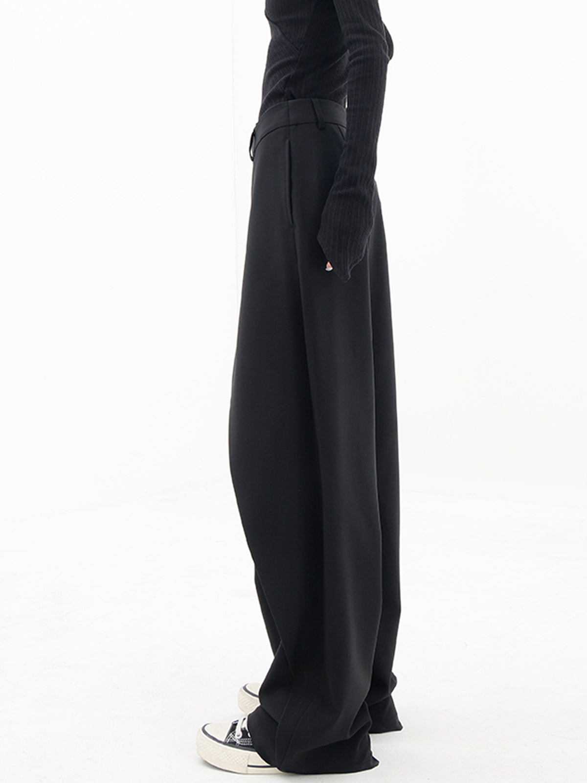Effortless Wrap Front Wide Leg Pants for Women with High Waist Button Closure Relaxed Style