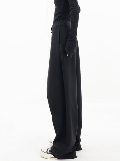 Effortless Wrap Front Wide Leg Pants for Women with High Waist Button Closure Relaxed Style