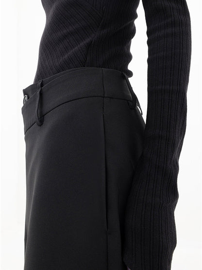 Effortless Wrap Front Wide Leg Pants for Women with High Waist Button Closure Relaxed Style