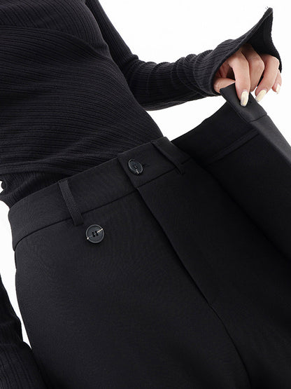 Effortless Wrap Front Wide Leg Pants for Women with High Waist Button Closure Relaxed Style