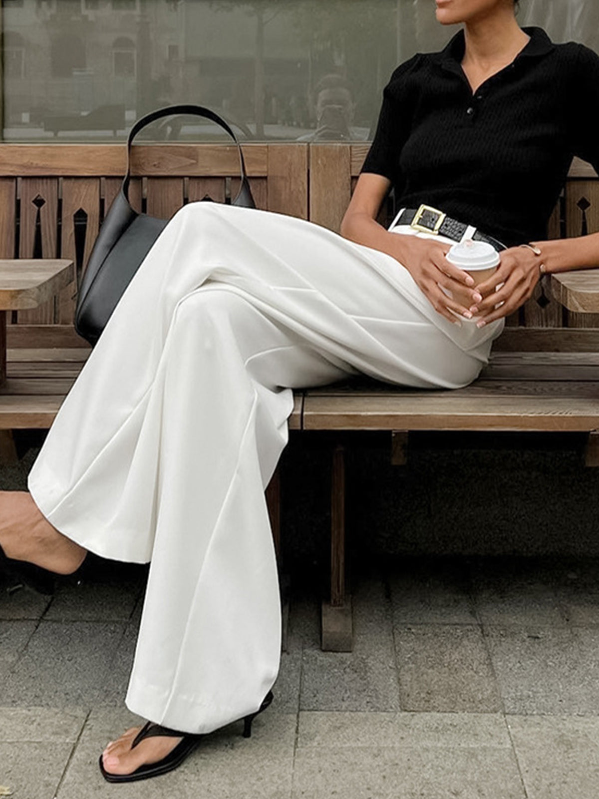Elegant Tailored Wide Leg Pants for Women with High Waisted Pleated Front Relaxed Flowing Style