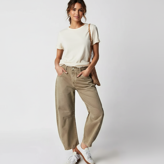 Effortless Baggy Jeans for Women with High Waisted Curved Barrel Leg Relaxed Casual Style