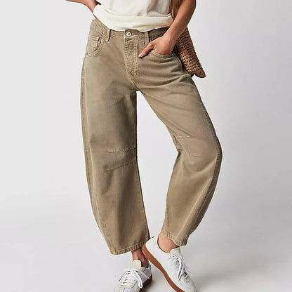 Effortless Baggy Jeans for Women with High Waisted Curved Barrel Leg Relaxed Casual Style