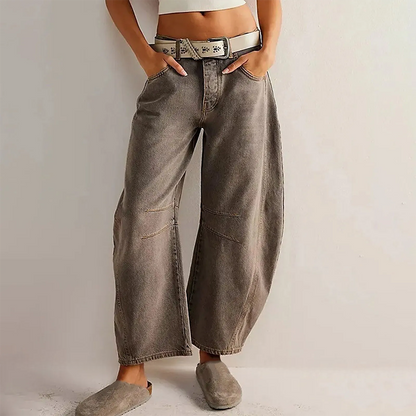 Effortless Baggy Jeans for Women with High Waisted Curved Barrel Leg Relaxed Casual Style