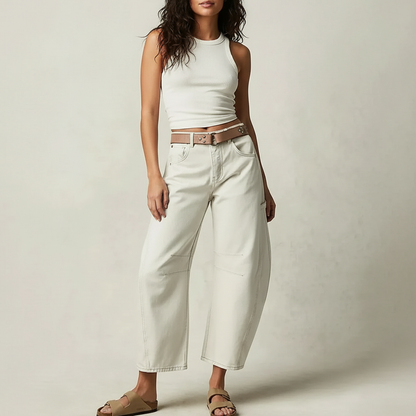 Effortless Baggy Jeans for Women with High Waisted Curved Barrel Leg Relaxed Casual Style