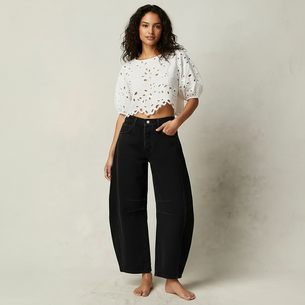 Effortless Baggy Jeans for Women with High Waisted Curved Barrel Leg Relaxed Casual Style