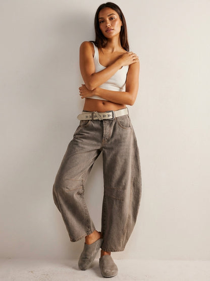 Effortless Baggy Jeans for Women with High Waisted Curved Barrel Leg Relaxed Casual Style