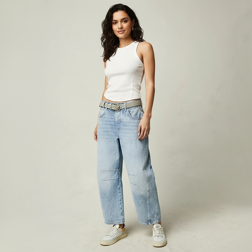 Effortless Baggy Jeans for Women with High Waisted Curved Barrel Leg Relaxed Casual Style