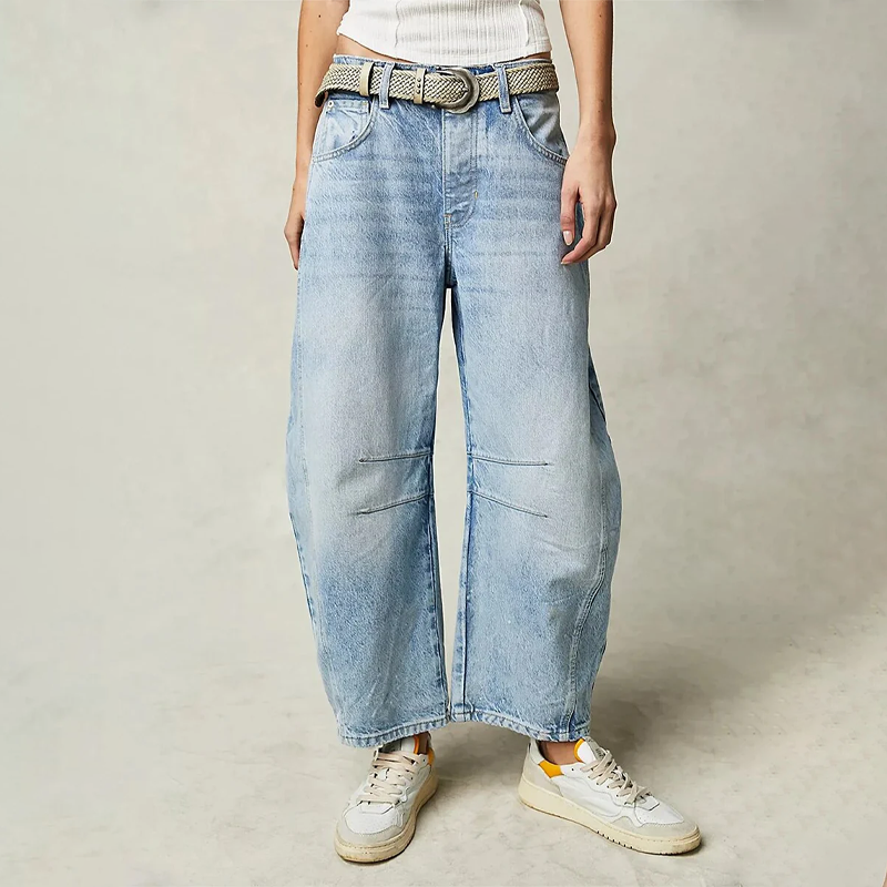 Effortless Baggy Jeans for Women with High Waisted Curved Barrel Leg Relaxed Casual Style