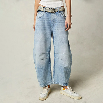 Effortless Baggy Jeans for Women with High Waisted Curved Barrel Leg Relaxed Casual Style
