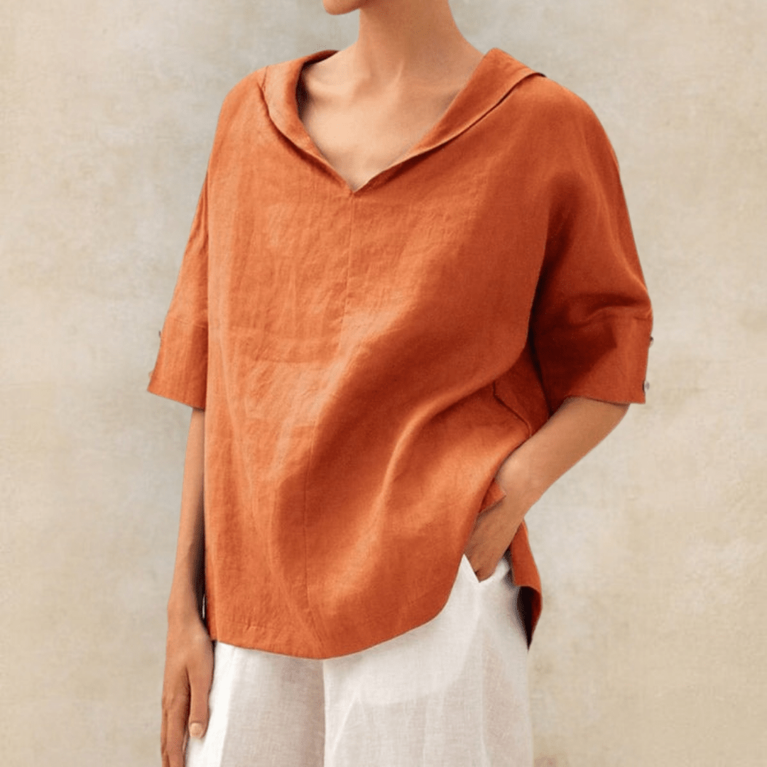 Effortless Linen Tunic Top for Women with Hooded Elbow Sleeve Side Slit Relaxed Style