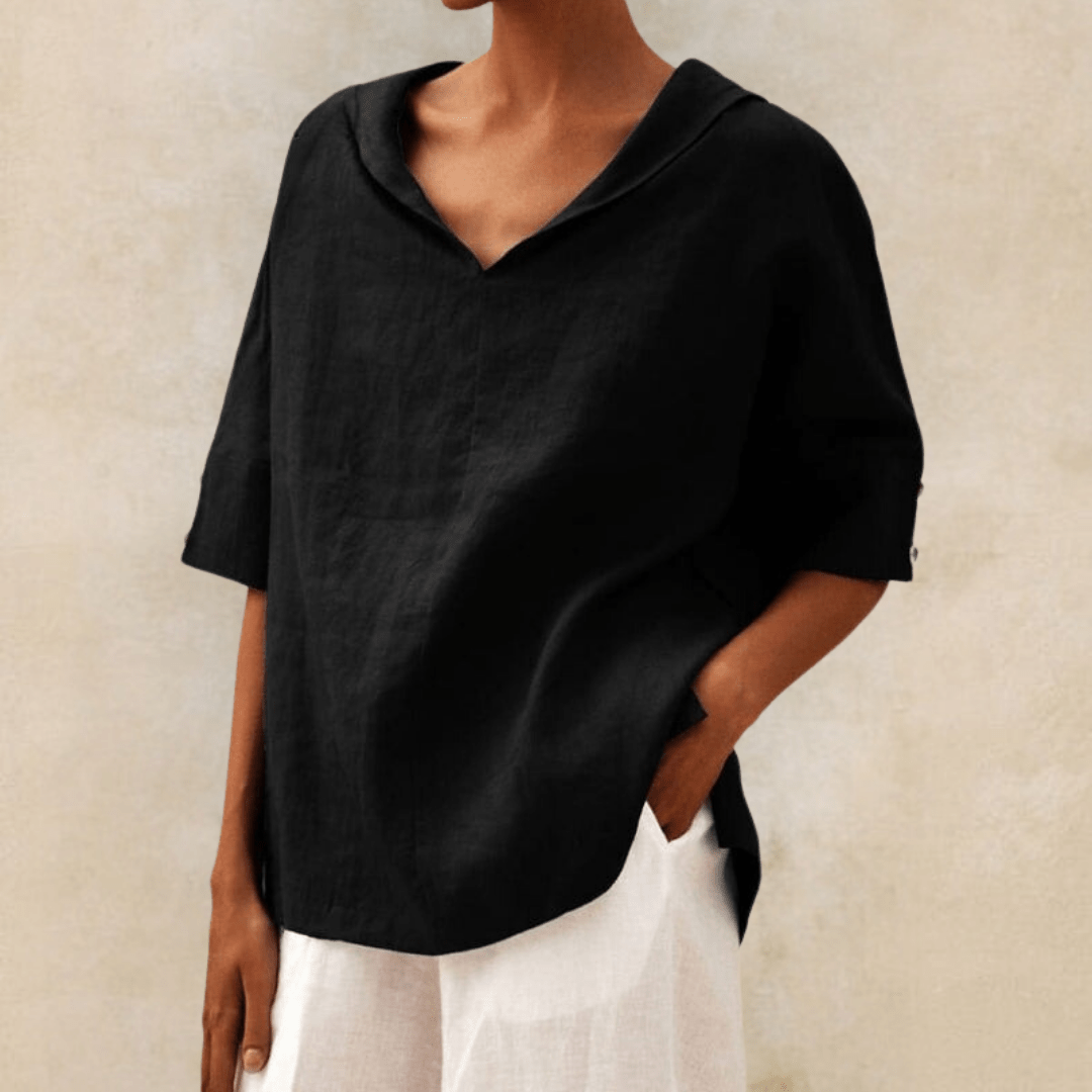 Effortless Linen Tunic Top for Women with Hooded Elbow Sleeve Side Slit Relaxed Style