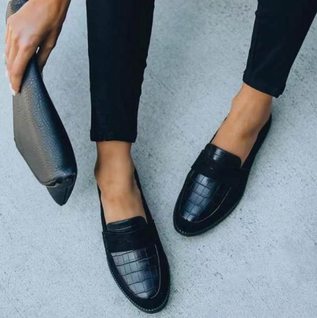 Barbara | Crocodile Texture Loafers for Women Fashion