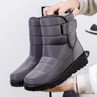Cozy Quilted Snow Boots for Women with Fur Lined Buckle Non Slip Style