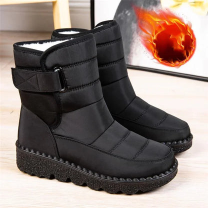 Cozy Quilted Snow Boots for Women with Fur Lined Buckle Non Slip Style