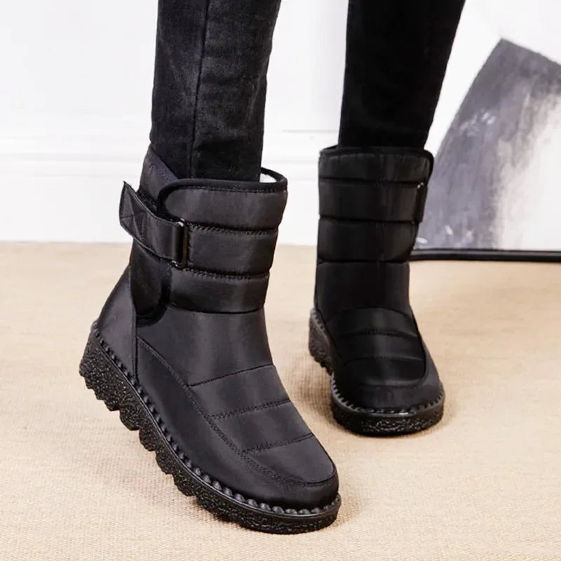 Cozy Quilted Snow Boots for Women with Fur Lined Buckle Non Slip Style