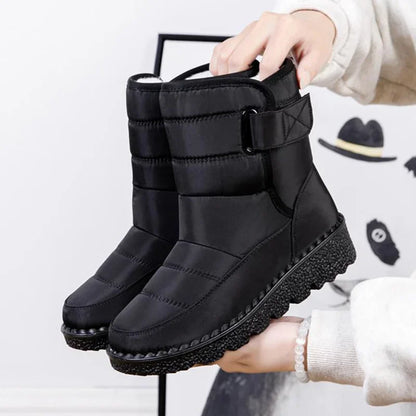 Cozy Quilted Snow Boots for Women with Fur Lined Buckle Non Slip Style