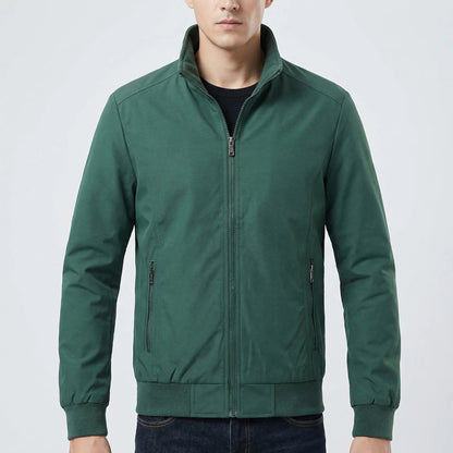 Rugged Softshell Jacket for Men with Stand Collar Long Sleeve Full Zip Windproof Zip-Pocket Style