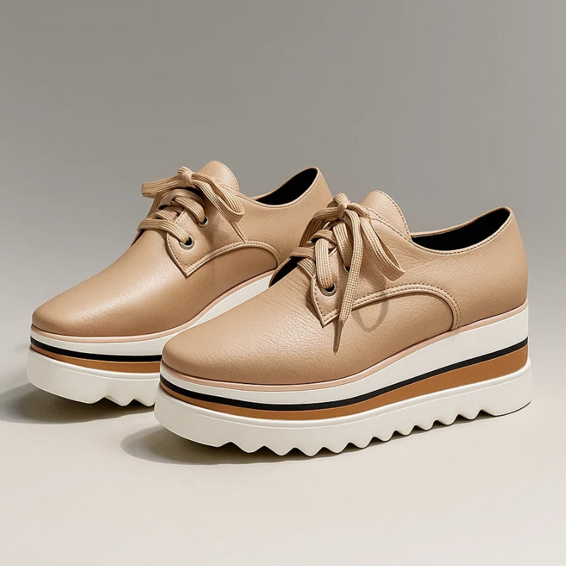 Chic Platform Sneakers for Women with Lace Up Low Top Flatform Sole Style