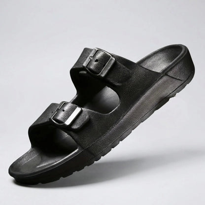 Comfortable Slide Sandals for Men with Open Toe Two Strap Buckle EVA Footbed Summer Style
