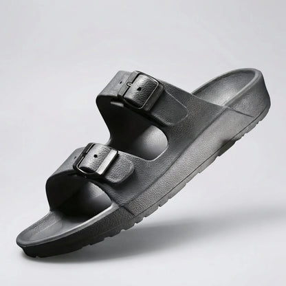 Comfortable Slide Sandals for Men with Open Toe Two Strap Buckle EVA Footbed Summer Style