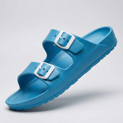 Comfortable Slide Sandals for Men with Open Toe Two Strap Buckle EVA Footbed Summer Style