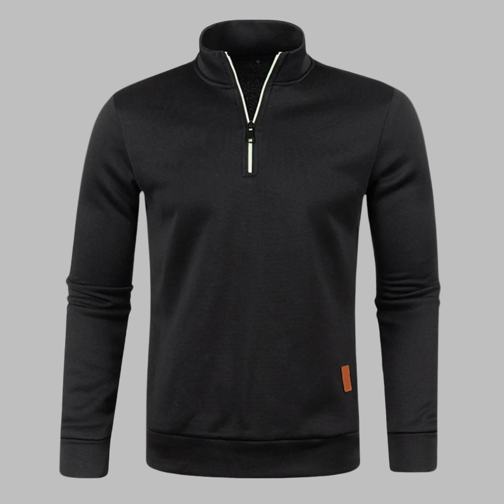 Cozy Sweater Fleece for Men with Mock Neck Long Sleeve Quarter Zip Marled Casual Style