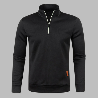 Cozy Sweater Fleece for Men with Mock Neck Long Sleeve Quarter Zip Marled Casual Style