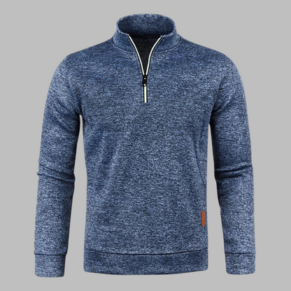 Cozy Sweater Fleece for Men with Mock Neck Long Sleeve Quarter Zip Marled Casual Style