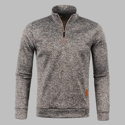 Cozy Sweater Fleece for Men with Mock Neck Long Sleeve Quarter Zip Marled Casual Style