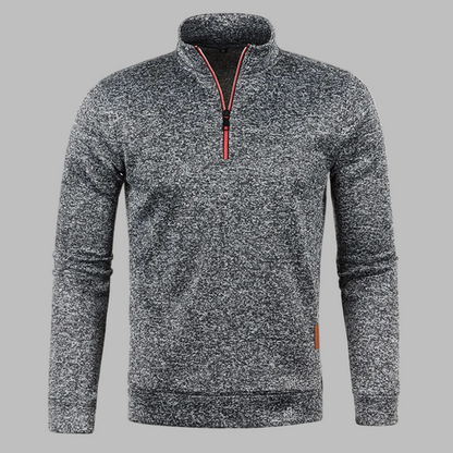 Cozy Sweater Fleece for Men with Mock Neck Long Sleeve Quarter Zip Marled Casual Style