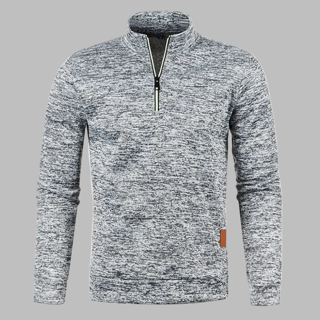 Cozy Sweater Fleece for Men with Mock Neck Long Sleeve Quarter Zip Marled Casual Style