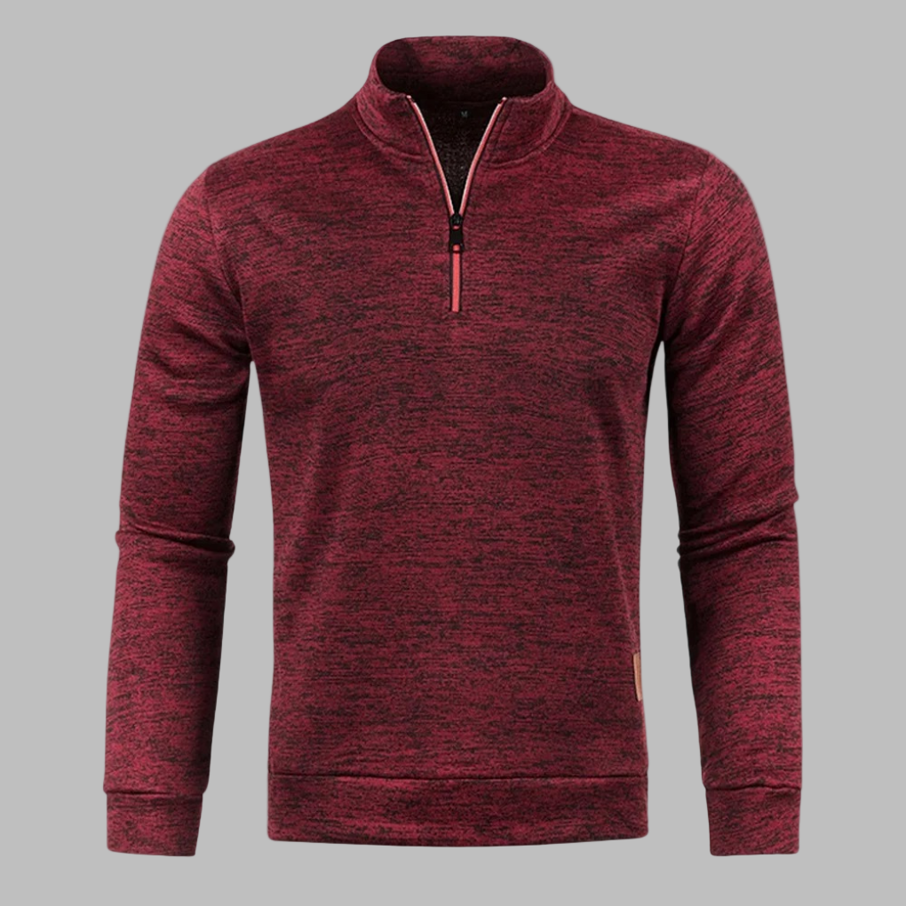 Cozy Sweater Fleece for Men with Mock Neck Long Sleeve Quarter Zip Marled Casual Style