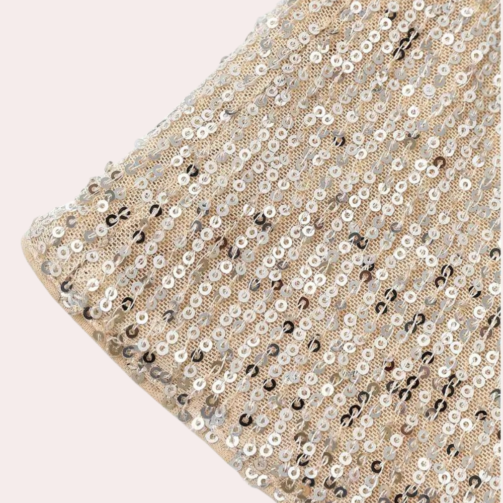 Elegant Gold Sequin Going Out Top for Women with V Neck Sleeveless Relaxed Sparkle Style