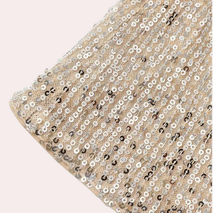 Elegant Gold Sequin Going Out Top for Women with V Neck Sleeveless Relaxed Sparkle Style