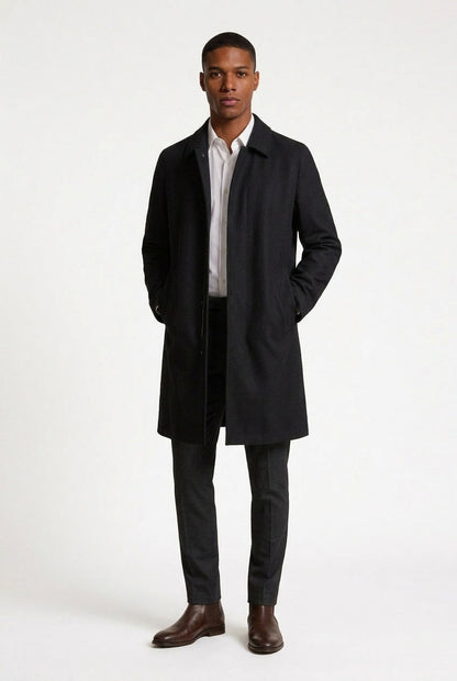Effortless Trench Coat for Men with Spread Collar Long Sleeve Concealed Placket Relaxed Style