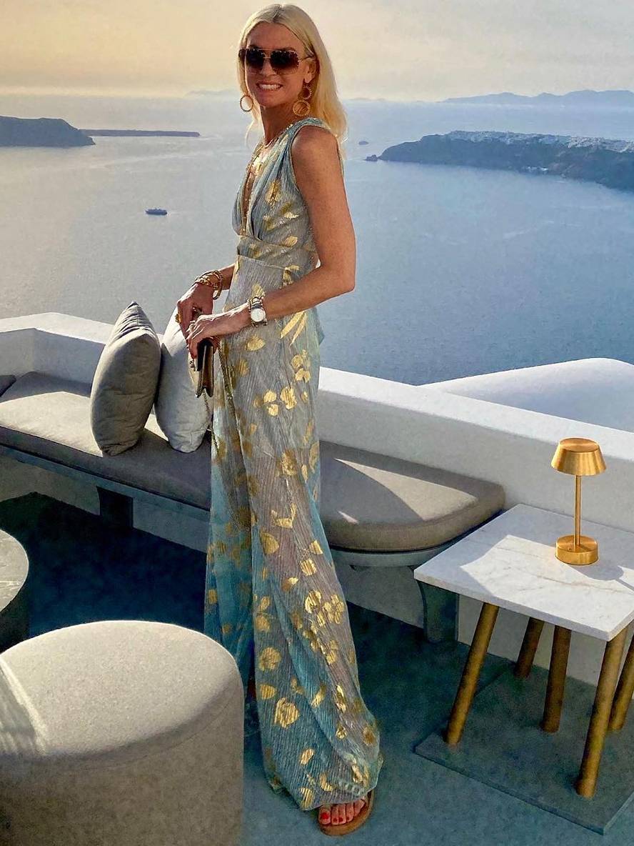 Elegant Foil Sequin Dress for Women with V Neck Sleeveless Belted Maxi Bohemian Style
