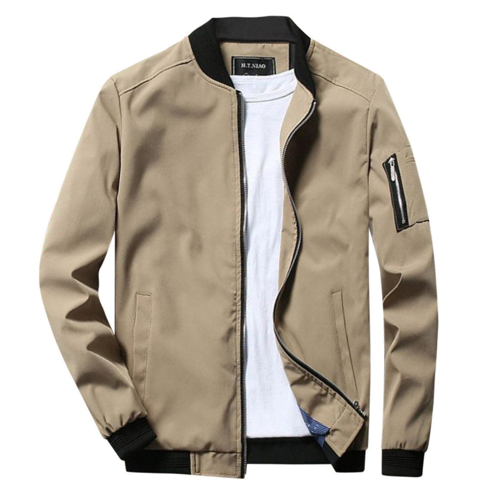 Cozy Lightweight Puffer Jacket for Men with Stand Collar Long Sleeve Quilted Zip Packable Style