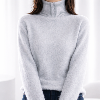 Comfortable Ribbed Turtleneck Sweater for Women with Long Sleeve Fitted Knit Style